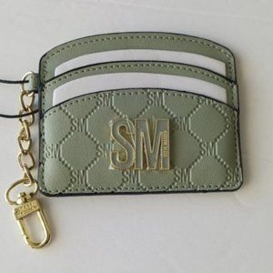 Steve Madden Wallet Card case Logo Green Jade w key Clip